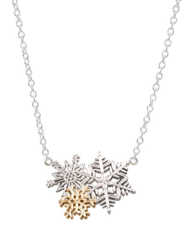 Gold and Silver Snowflakes on Attached Chain