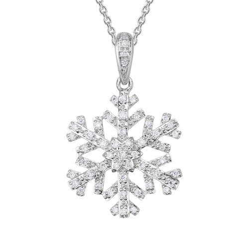 14 Karat White Gold Diamond Snowflake Pendant, Bluestone Jewelry