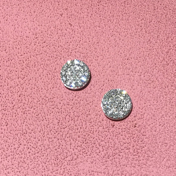 14K White Gold & Diamond Circle Earrings