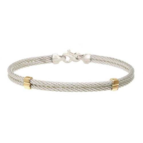 Double Stranded Cable Bracelet with 14K Bands