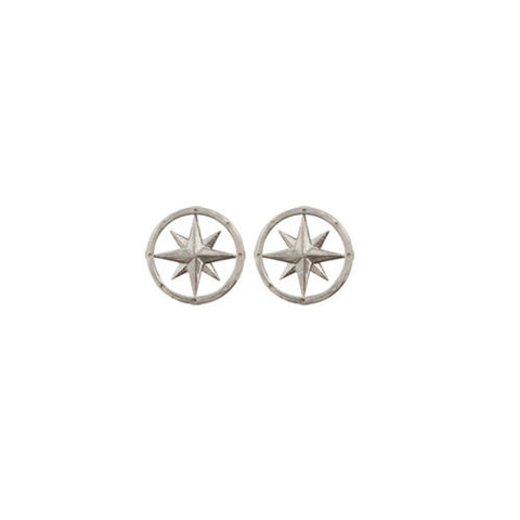 Compass Rose Sterling Silver Post Earrings