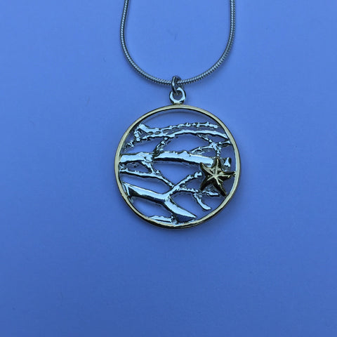 Sterling with Gold Coral Pendant
