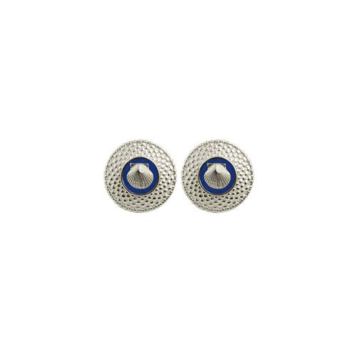 Round Nantucket Basket Earrings of Sterling and Lapis Lazuli