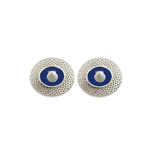 3/4" Oval Nantucket Basket Earrings of Sterling and Lapis Lazuli