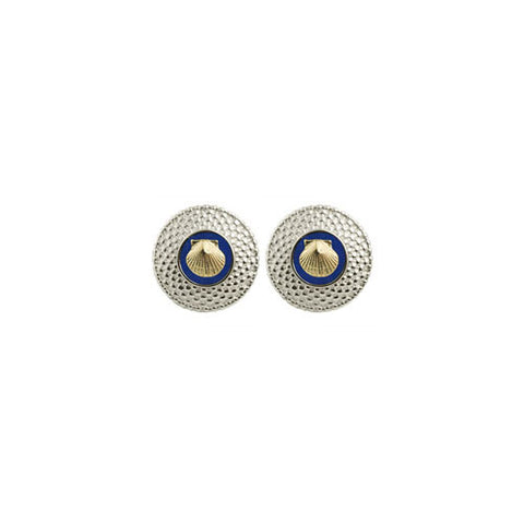 Round Nantucket Basket Earrings with 14K Scallop Shell