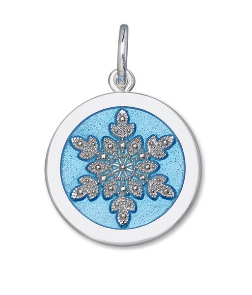 Light blue enamel on sterling snowflake