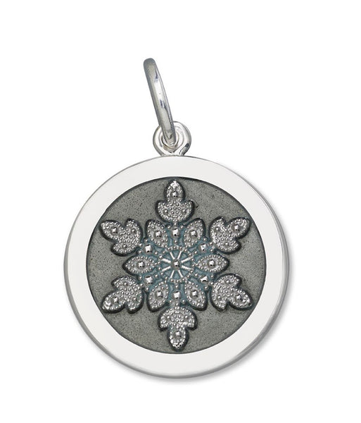 Pewter gray enamel on sterling snowflake