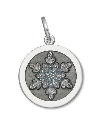 Pewter gray enamel on sterling snowflake
