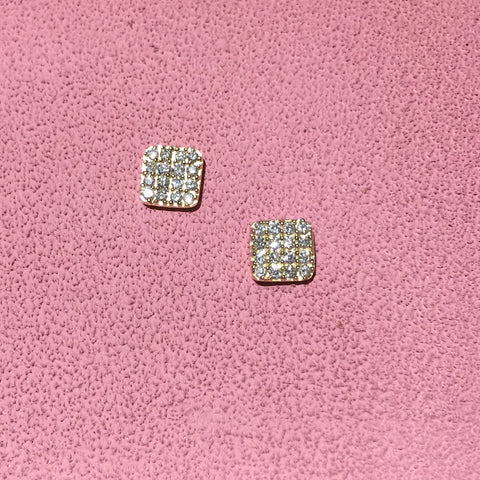 14K Yellow Gold & Diamond Square Earrings
