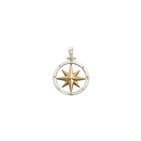 Compass Rose 14K gold framed in sterling