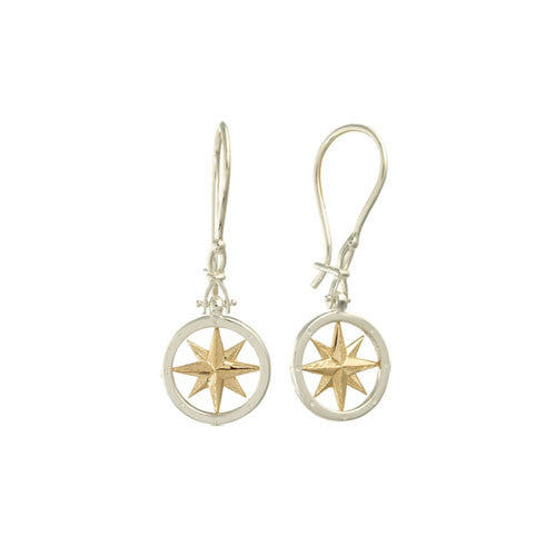 Compass Rose 14K Gold & Sterling Earrings