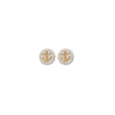 Sterling & 14K Gold Anchor Earrings