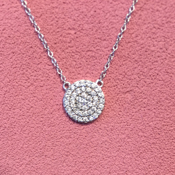 14K White Gold & Diamond Circle Necklace
