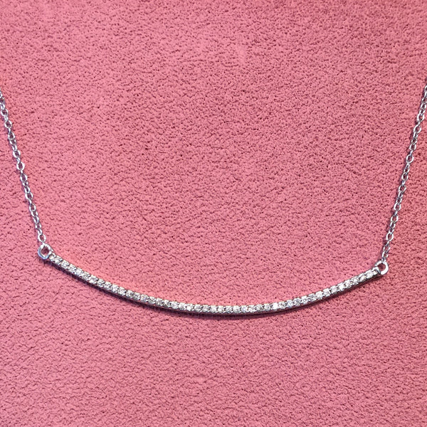 14K White Gold & Diamond Bar Necklace