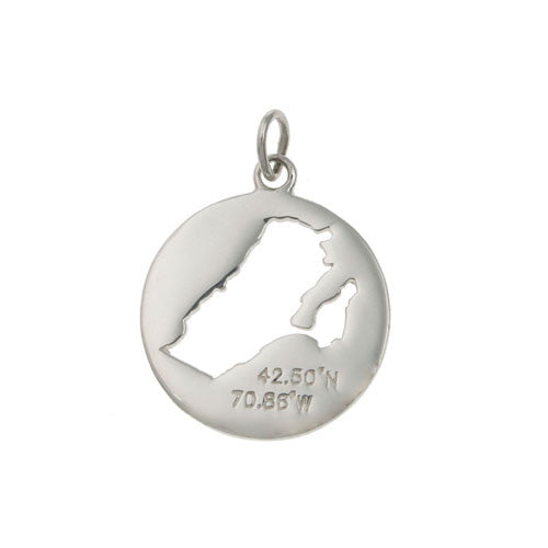Map of Marblehead with Latitude and Longitude Charm/Pendant