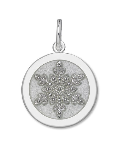 Alpine white enamel on sterling snowflake